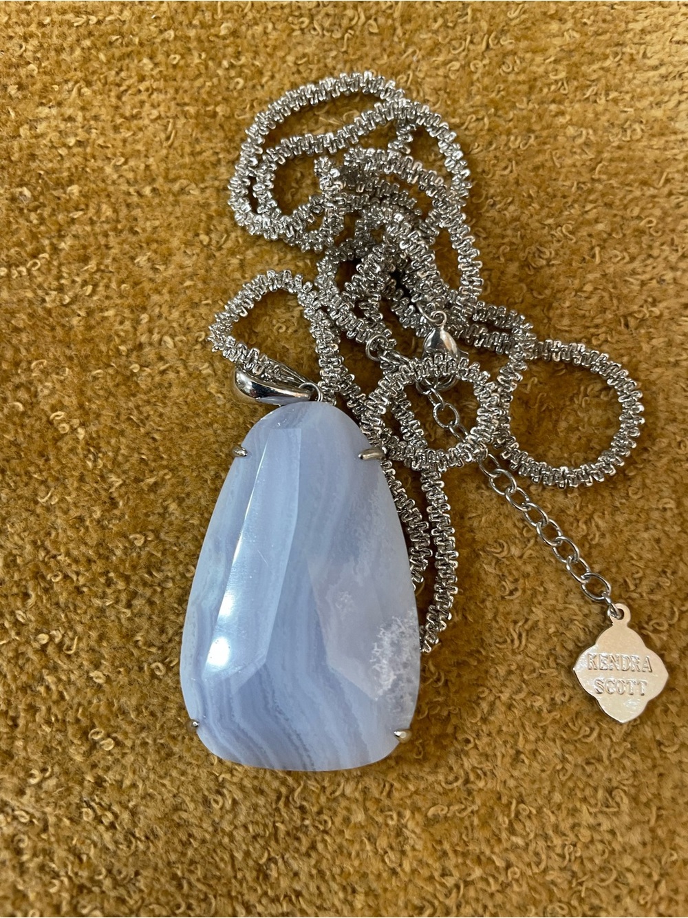 Kendra Scott Blue Lace Agate Pendant Necklace - Silver